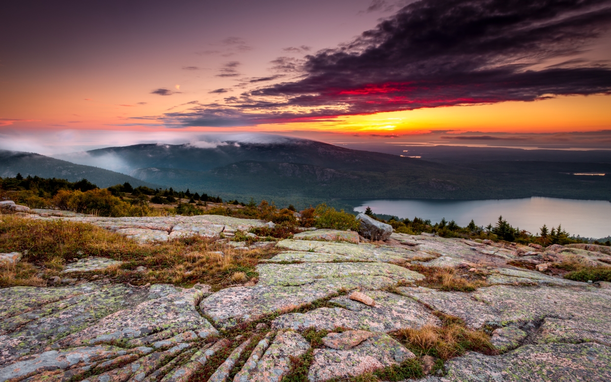 Sunset in Acadia national park, cadillac mountain