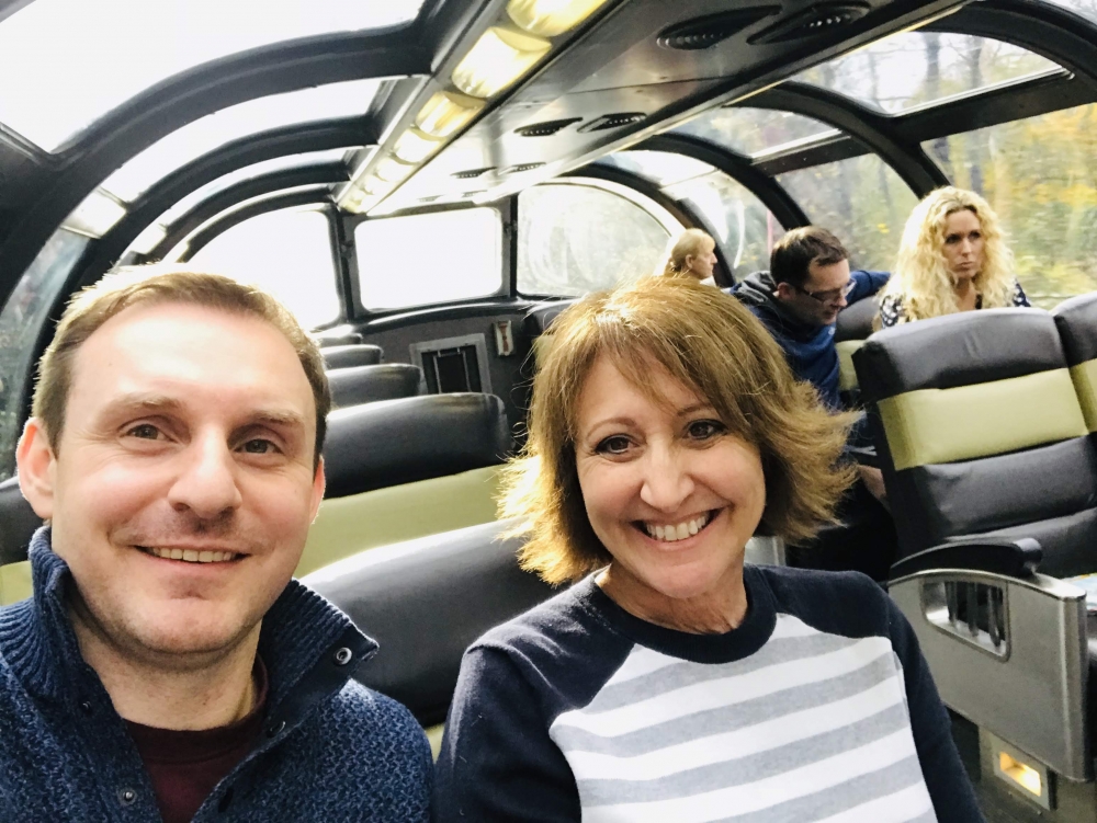 Andreas and Joanne in the VIA Rail Observation Car Andreas and Joanne in the VIA Rail Observation Car