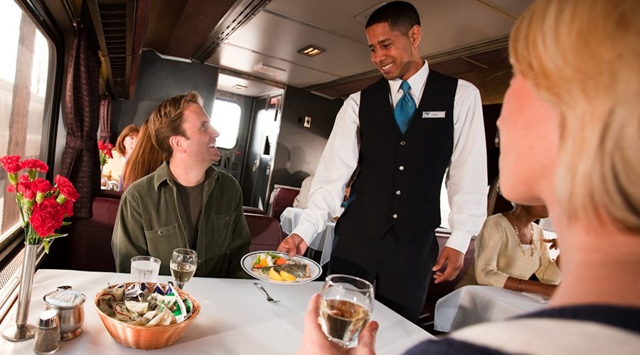 amtrak dining service providing a special meal